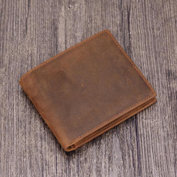 Handmade Leather Mens Cool Slim Leather Wallet Card Wallet Holders Men Small Wallets Bifold for Men