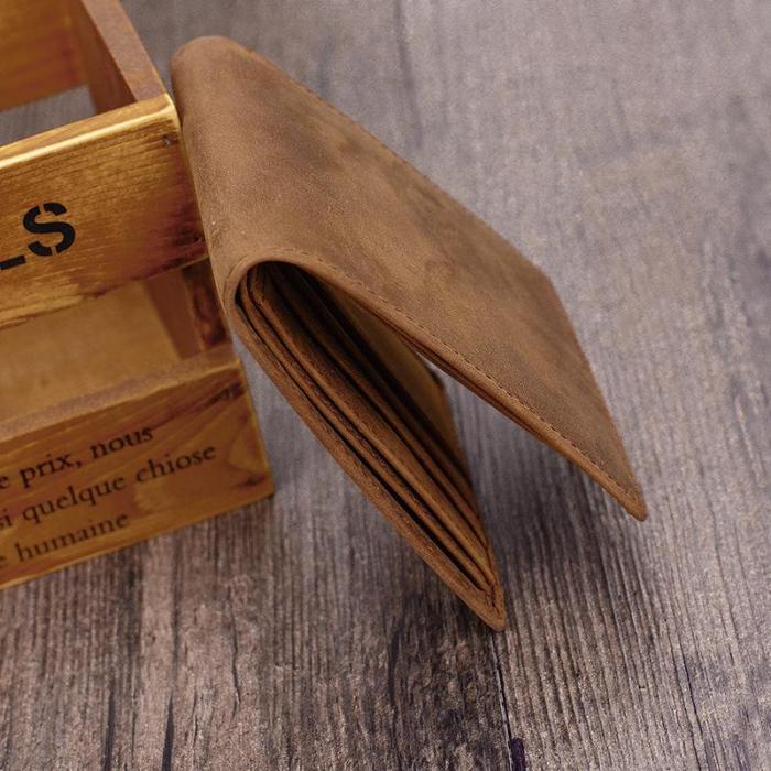 Handmade Leather Mens Cool Slim Leather Wallet Card Wallet Holders Men Small Wallets Bifold for Men