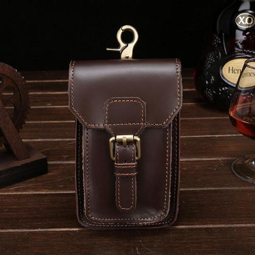 Leather Belt Pouch Mens Waist Bag Small Case for Men