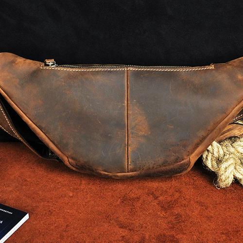Cool Vintage Brown Mens Leather Fanny Pack Belt Bags Waist Bag For Men