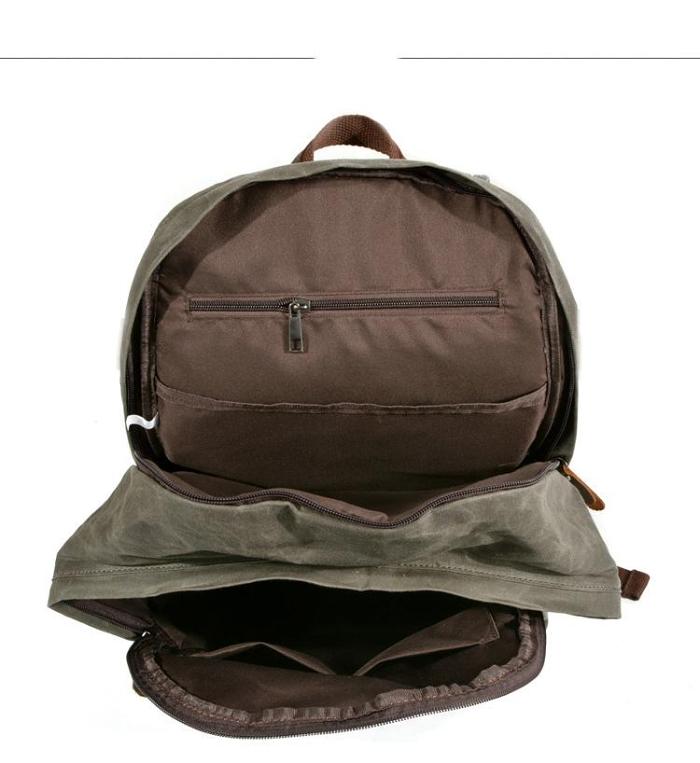 Waxed Canvas Mens Large College 14'' Computer Black Backpack Travel Backpack for Men