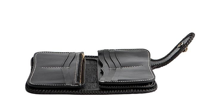 Handmade Leather Tooled Prajna Mens Chain Biker Wallet Cool Leather Wallet With Chain Wallets for Men