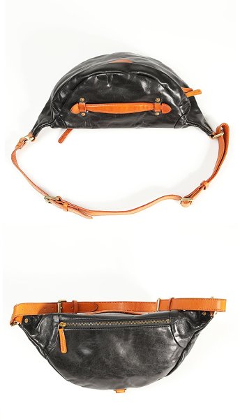 Black Leather Men Fanny Pack Waist Bag Black Hip Pack Leather Belt Bag Bumbag for Men