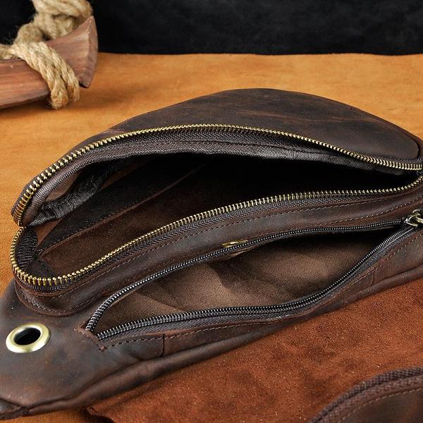 Leather Mens Cool Sling Bag Crossbody Bag Chest Bag for men