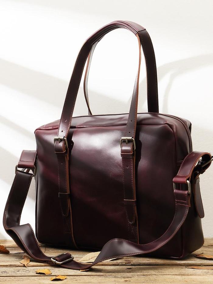 Dark Brown Cool Leather Mens Large 15 inches Briefcase Laptop Briefcase Messenger Bags Side Bags Work Bag for Men
