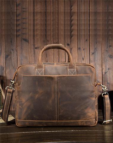 Cool Leather Men Vintage Briefcase Handbag Shoulder Bags Work Bag For Men