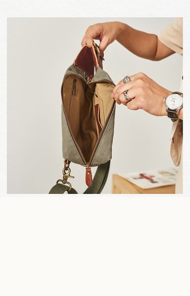Cool Canvas Leather Mens Sling Pack Chest Bag Canvas Sling Backpack Sling Bag For Men