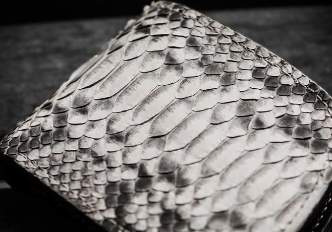 Handmade Leather Boa Skin Tooled Mens billfold Wallet Cool Slim Wallet Biker Wallet for Men