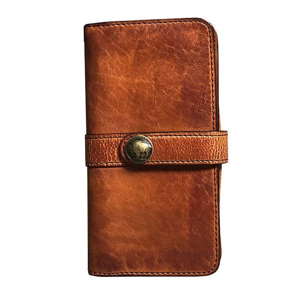 Handmade Genuine Leather Mens Cool Long Leather Wallet Biker Wallet Zipper Clutch Wristlet Wallet for Men