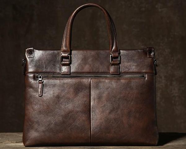 Handmade Leather Mens Cool Messenger Bag Briefcase Work Bag Business Bag Laptop Bag for men