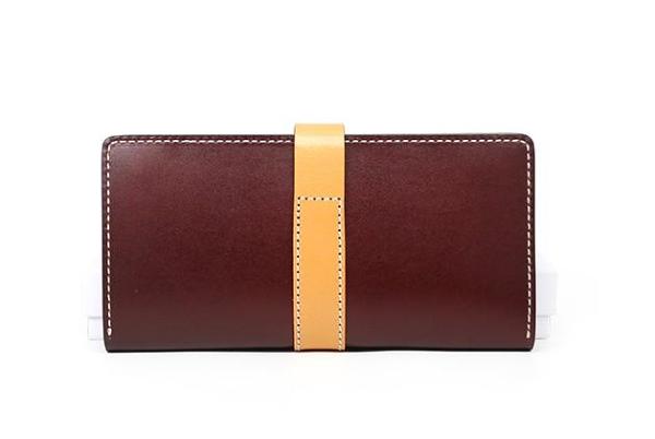 Cool Handmade Mens Leather Bifold Long Wallet Envelope Long Bifold Wallet for Men