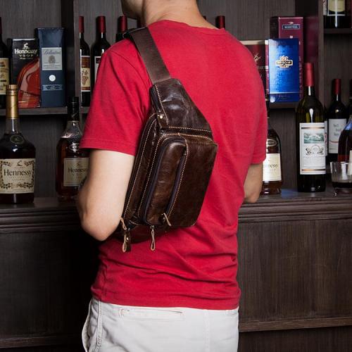 Leather Fanny Pack Mens Waist Bag Hip Pack Belt Bag Bumbag for Men