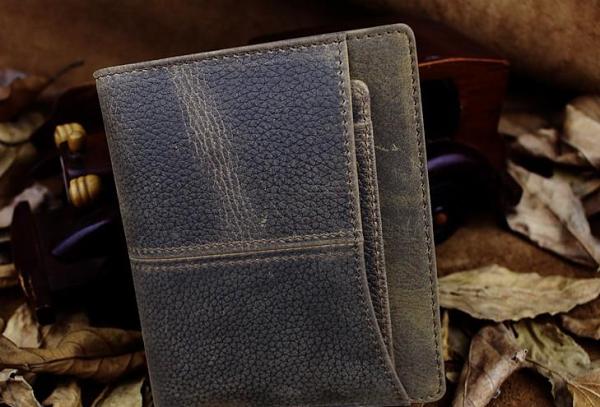 Handmade Leather Mens Cool Slim Leather Wallet Men billfold Wallets Bifold for Men