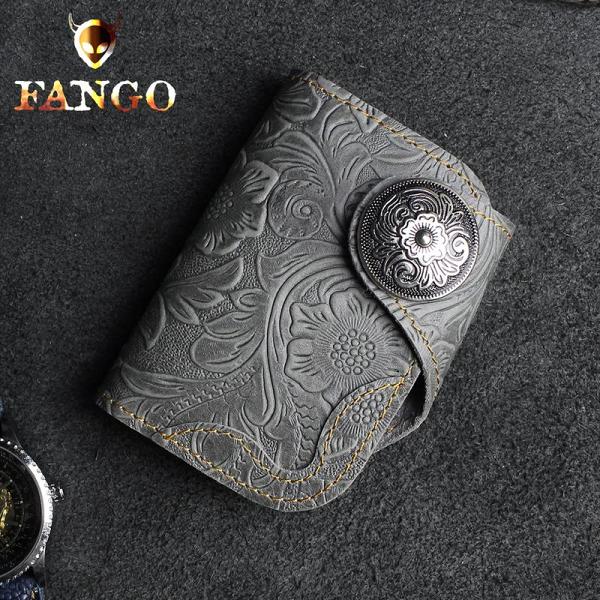 Handmade Leather Floral Mens Cool Short Wallet Card Holder Small Card Slim Wallets for Men