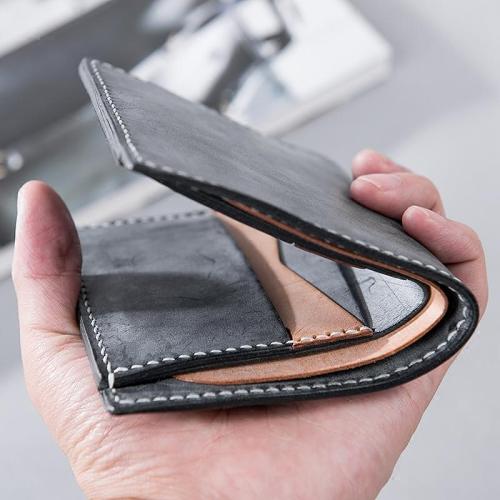 Handmade Leather Mens Cool Slim Leather Wallet Men Small Wallets Bifold for Men
