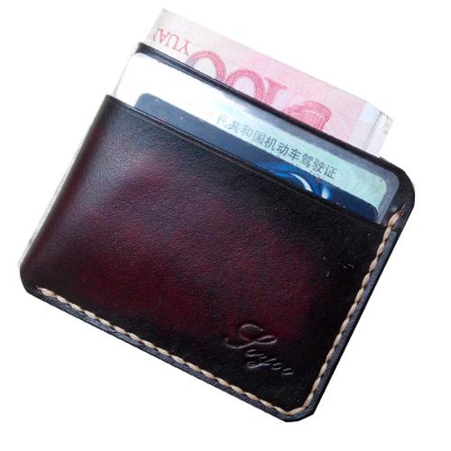Leather Mens Slim Front Pocket Wallets Dark Brown Leather Cards Wallet for Men
