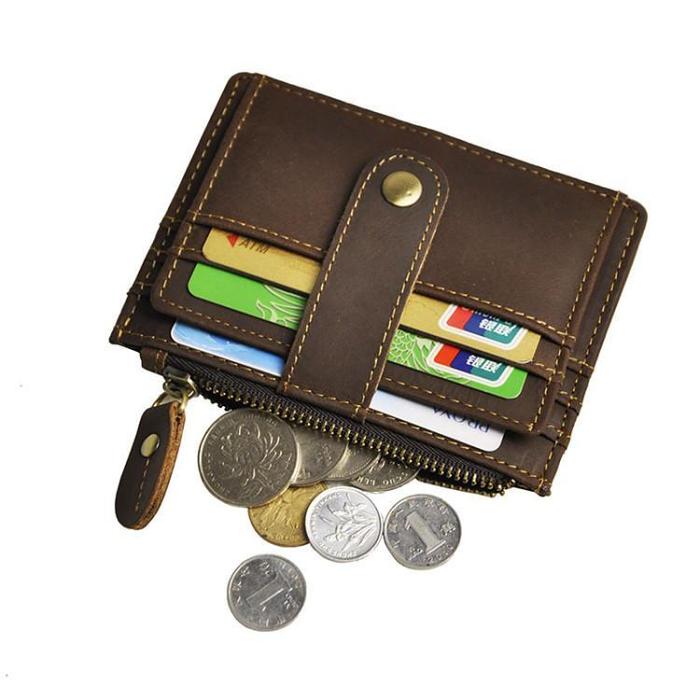 Vintage Leather Mens Front Pocket Wallet Slim Wallet for Men