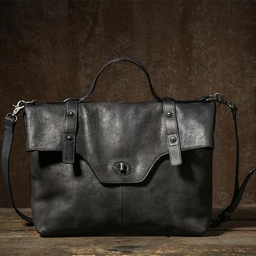Handmade Leather Mens Cool Messenger Bag Briefcase Work Bag Business Bag Laptop Bag for men
