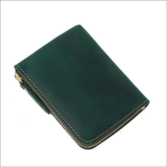 Leather Small Mens Wallet Zipper billfold Front Pocket Wallet Card Wallet Small Wallet for Men