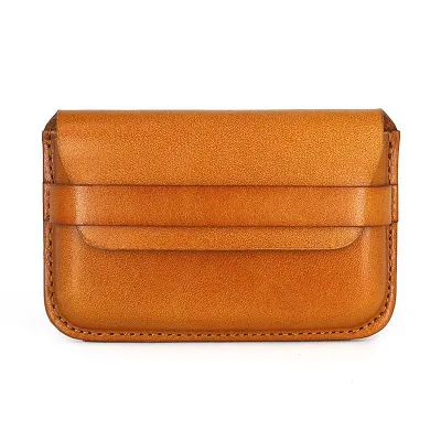 Brown Leather Mens Card Wallet Front Pocket Wallets Cool Small Change Wallet for Men