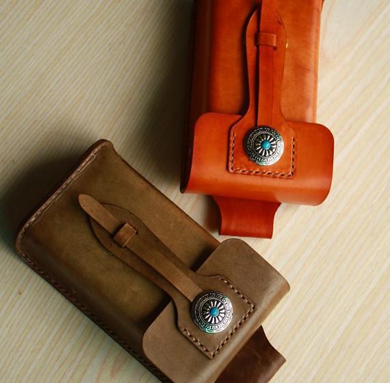 Handmade Cool Leather Cell Phone Holsters Belt Pouch Mens Waist Bag for Men