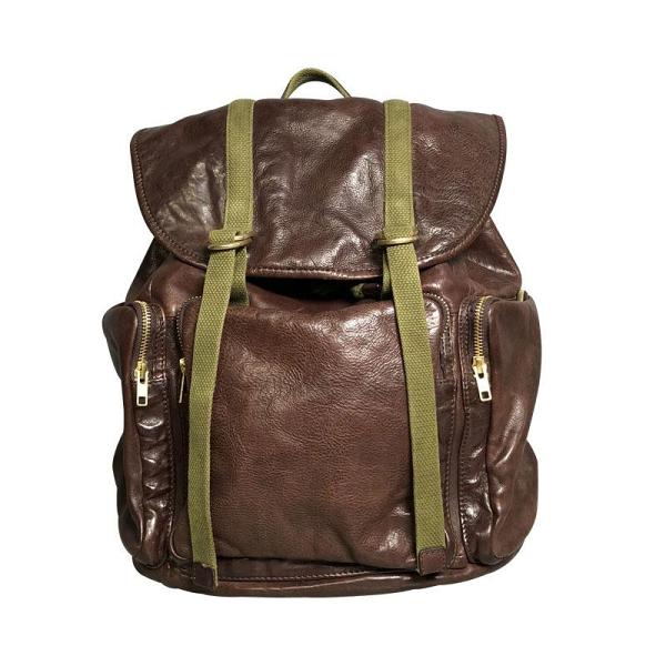 Genuine Leather Mens Cool Backpack Sling Bag Large Black Travel Bag Hiking Bag for men