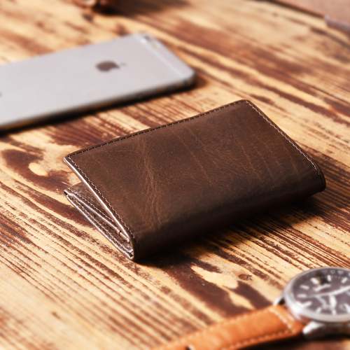 Handmade Leather Mens Cool Slim Leather Wallet Men Small Wallets Bifold for Men