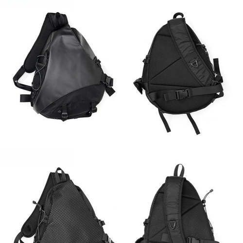 Black Leathette Travel Large Sling Bag For Big Men Cool Nylon Large Hiking Sling Bag For Big Men
