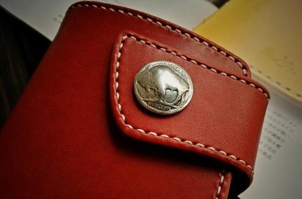 Handmade Leather Biker Wallet Mens Cool Short Chain Wallet Trucker Wallet with Chain