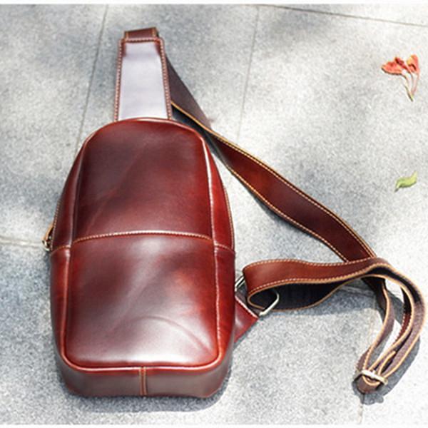 Leather Mens Cool Sling Bag Crossbody Bag Chest Bag for men