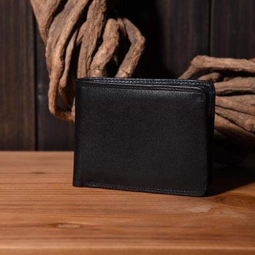 Genuine Leather Mens Cool billfold Leather Wallet Men Small Wallets Bifold for Men
