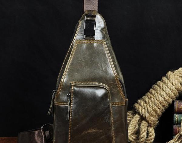 Cool Leather Mens Sling Bag Chest Bag Sling Shoulder Bag Sling Backpacks for men