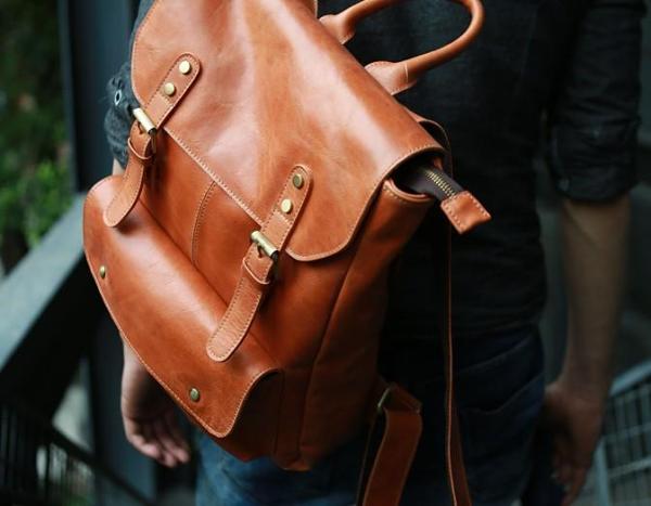 Cool Brown Mens Leather Backpack Travel Backpack School Backpacks for men