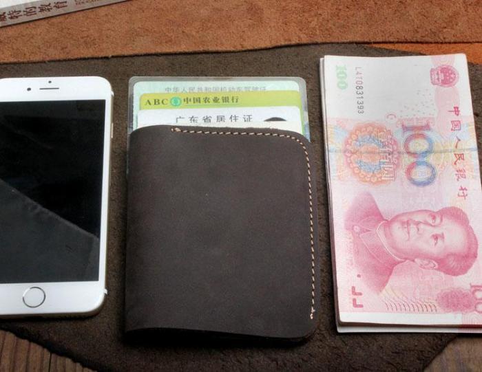Handmade Leather Mens Cool Slim Leather Wallet Men Small Wallets Bifold for Men