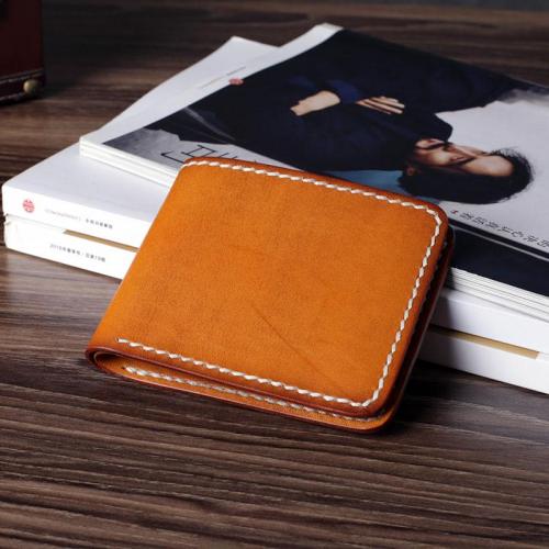 Handmade Leather Mens Cool Slim Leather Wallet Card Wallet Holders Men Small Wallets Bifold for Men