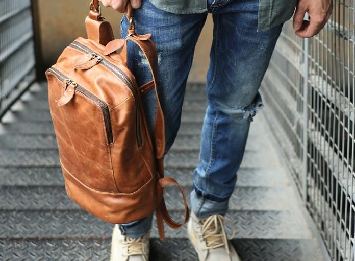 Cool Mens Leather Backpack Travel Backpack Laptop Backpack for men
