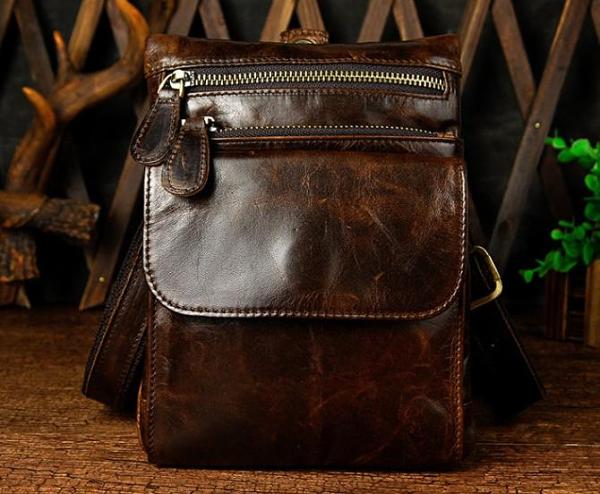 Vintage Mens Leather Belt Pouch Holster Side Bag Belt Case Waist Pouch for Men