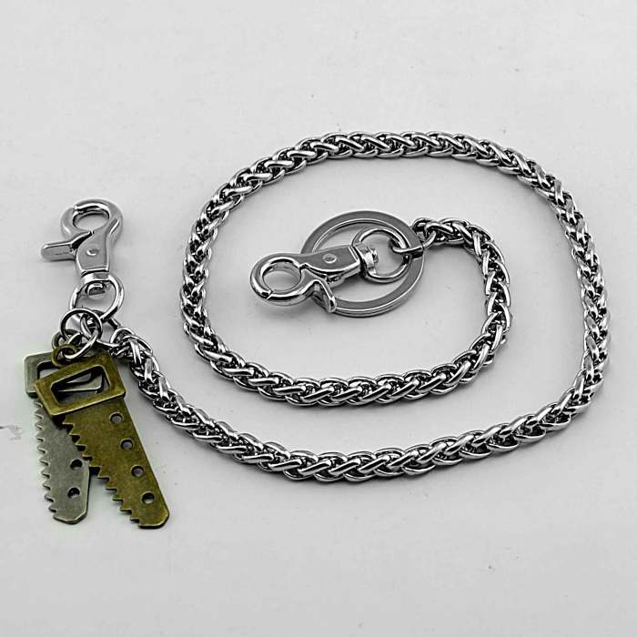 Cool Saw Mens Key Chain Long Wallet Chain Silver Pants Chain Biker Wallet Chain For Men