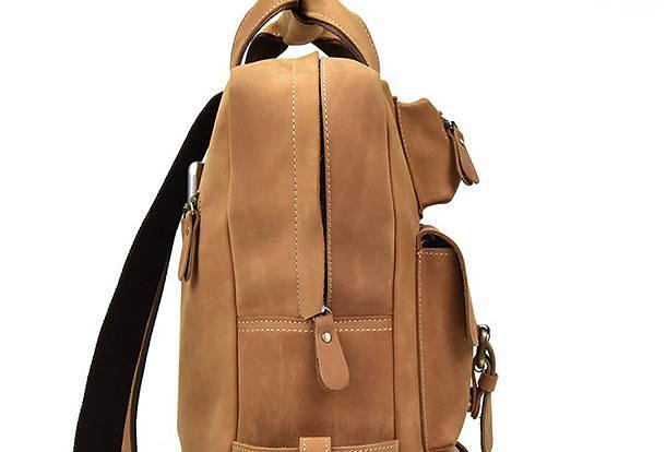 Cool Mens Leather Vintage Backpack Large Travel Backpack Hiking Backpack For Men