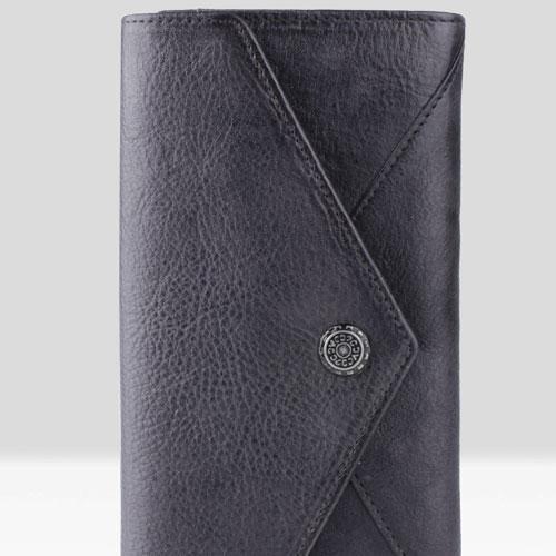Handmade Leather Mens Cool Long Leather Wallet Bifold Envelope Clutch Wallet for Men