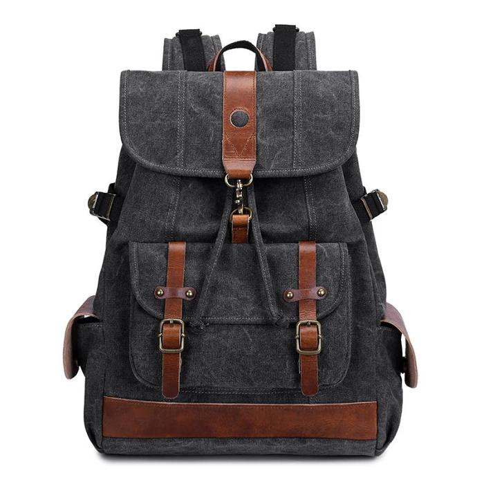 Canvas Leather Mens 15 Black Hiking Backpack Army Green Travel Backpack Blue College Backpack for Men