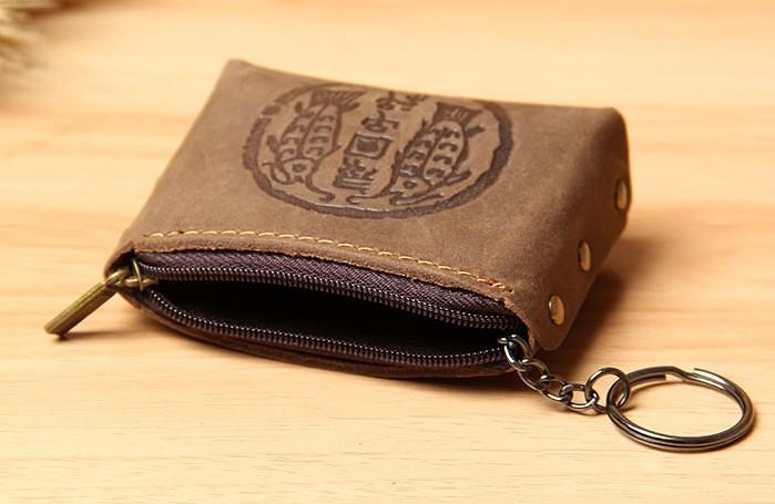 Mens Small CHange Wallet Pouch Leather With Key Card Holder Car Key Case for Men