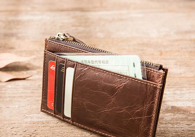 Cool Leather Mens Slim Front Pocket Wallet Small Wallets for Men