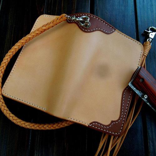 Handmade Leather Biker Wallet Mens Cool Short Chain Wallet Trucker Wallet with Chain