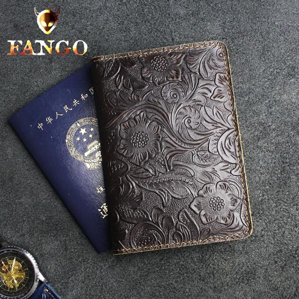 Handmade Leather Floral Mens Cool Short Wallet Passport Card Holder Small Card Slim Wallets for Men