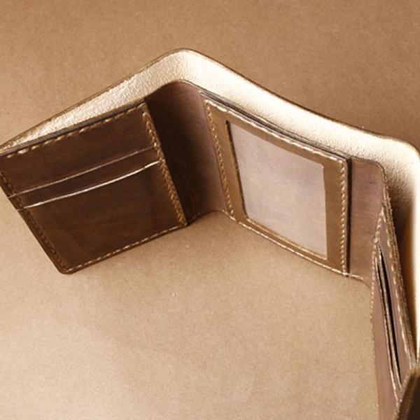 Handmade Coffee Leather Mens Small Trifold Wallet Cool billfold Wallet for Men