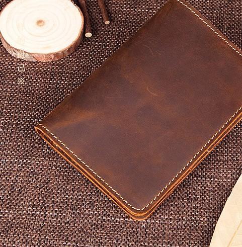 Mens Slim Leather Passport Wallet Bifold Long Passport Wallet Travel Wallet For Men