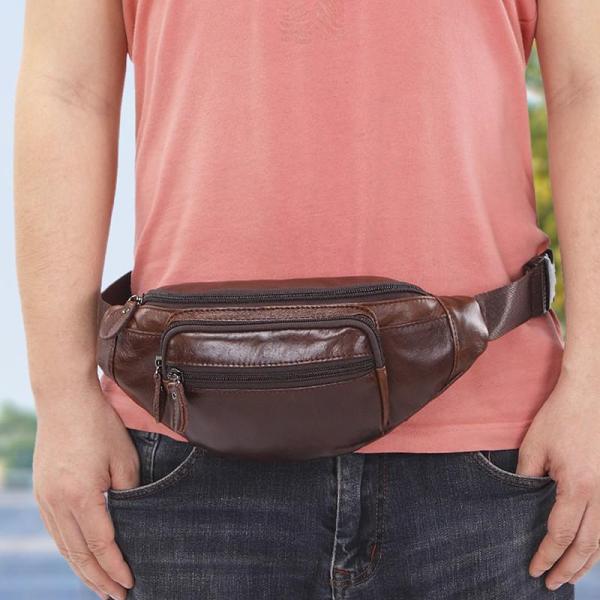 Vintage Leather Brown Men's Fanny Pack Chest Bag Waist Bag For Men