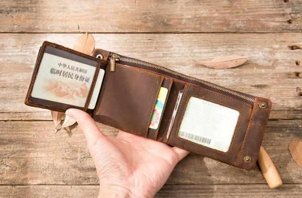 Cool Leather Mens Slim Small Wallets Bifold Vintage billfold Wallet for Men