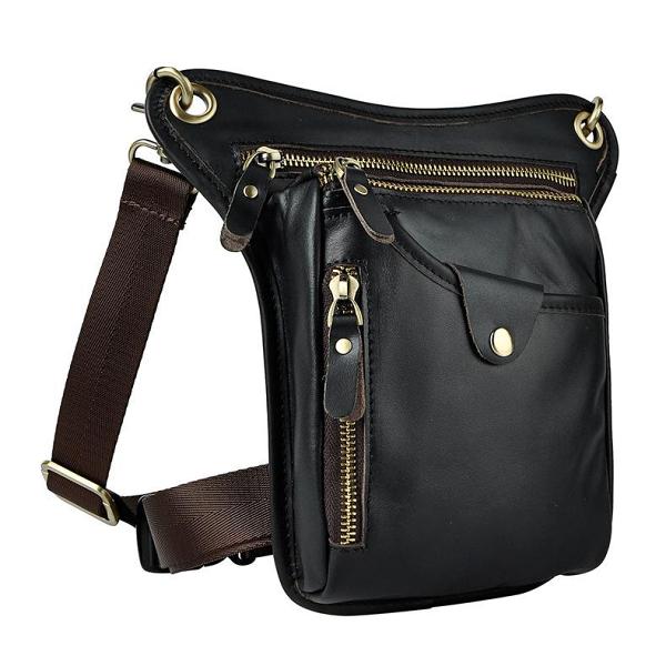 Leather Leg Bag Belt Pouch Mens Waist Bag Shoulder Bag for Men